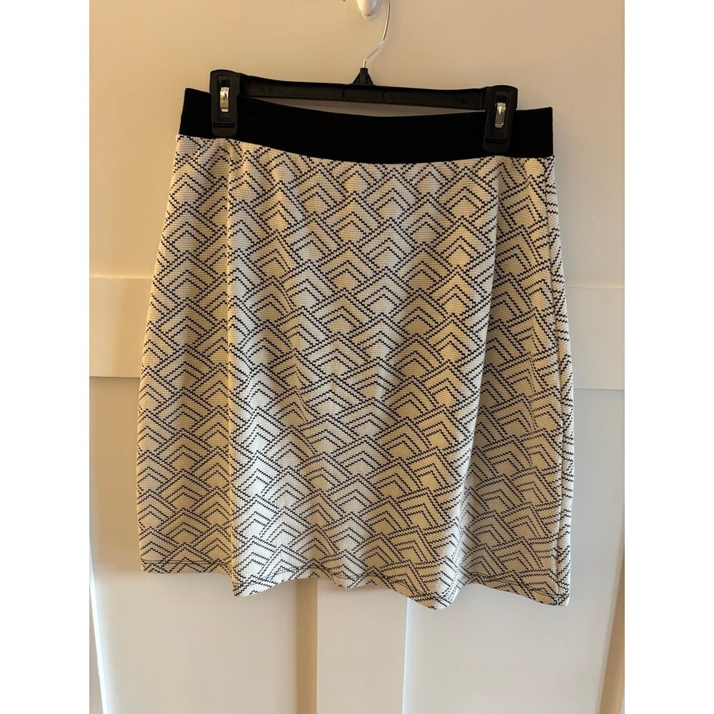 Gilli Womens Black White Geometric A-line Skirt Size L